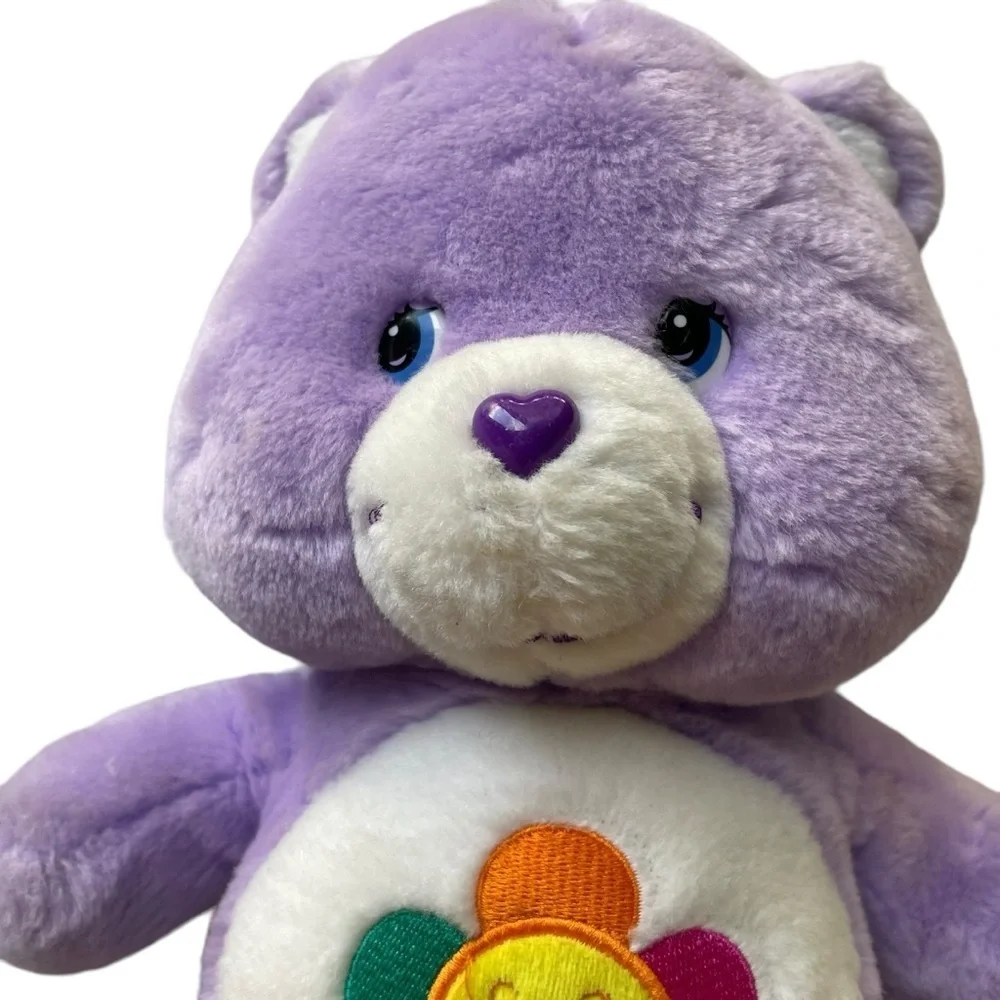 Care Bear Purple Harmony Bear flower Talking Works 13” Plush Stuffed Animal 2003